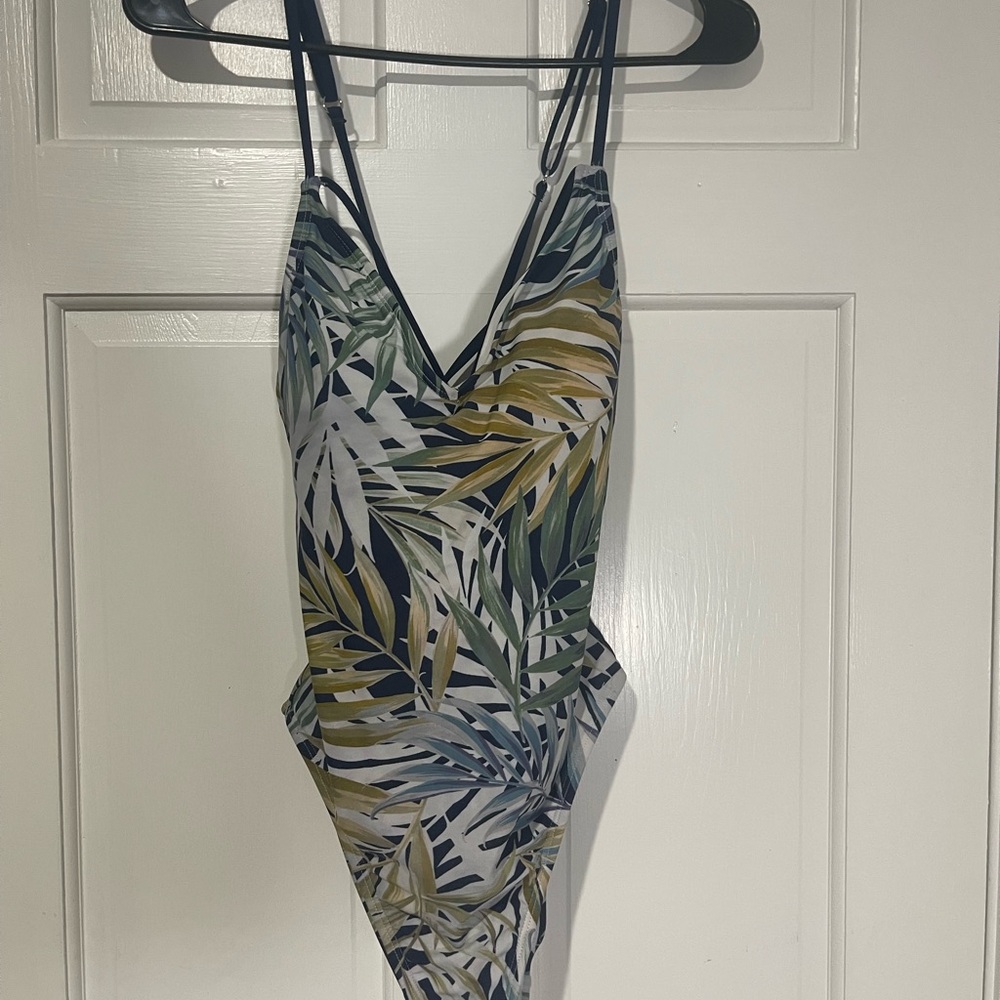 Hurley Green and Yellow One Piece Swimsuit V-Neck